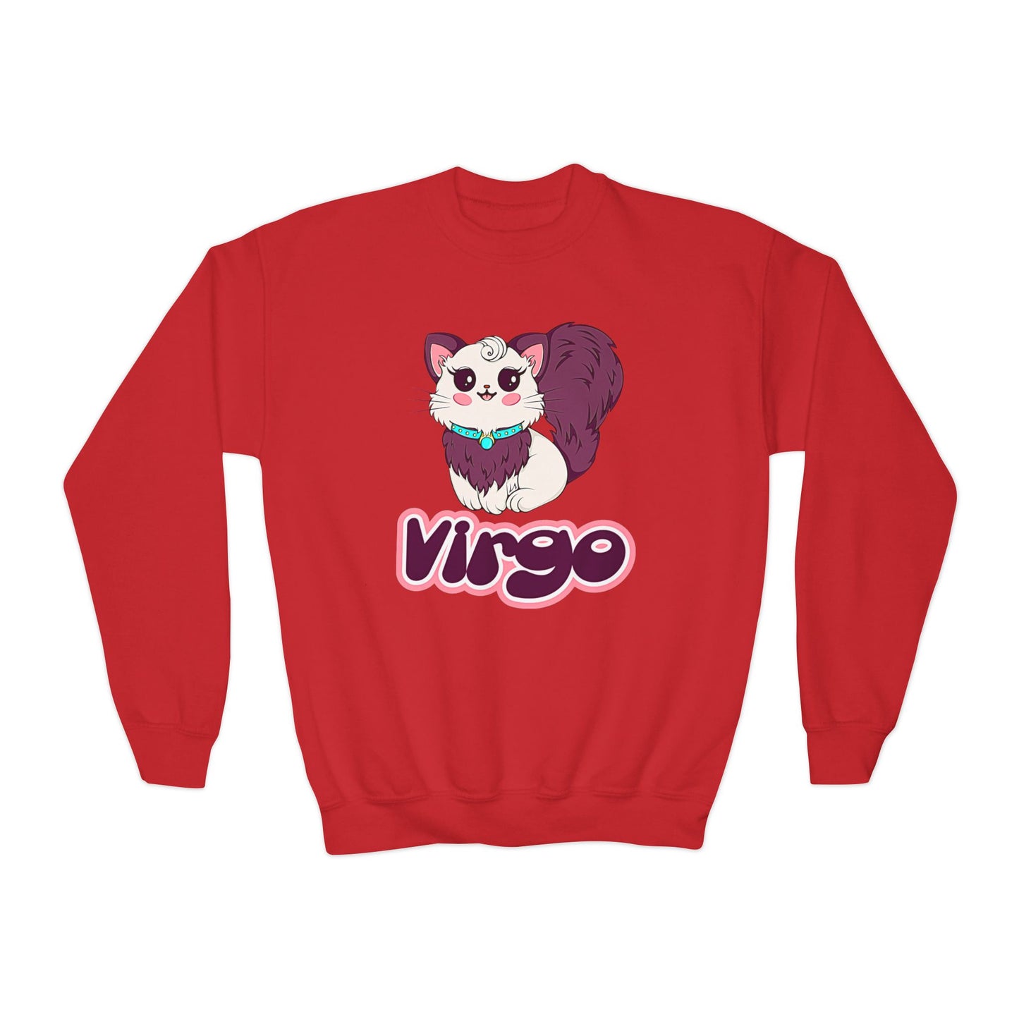 Virgo Anime Cat, Youth Crewneck Sweatshirt