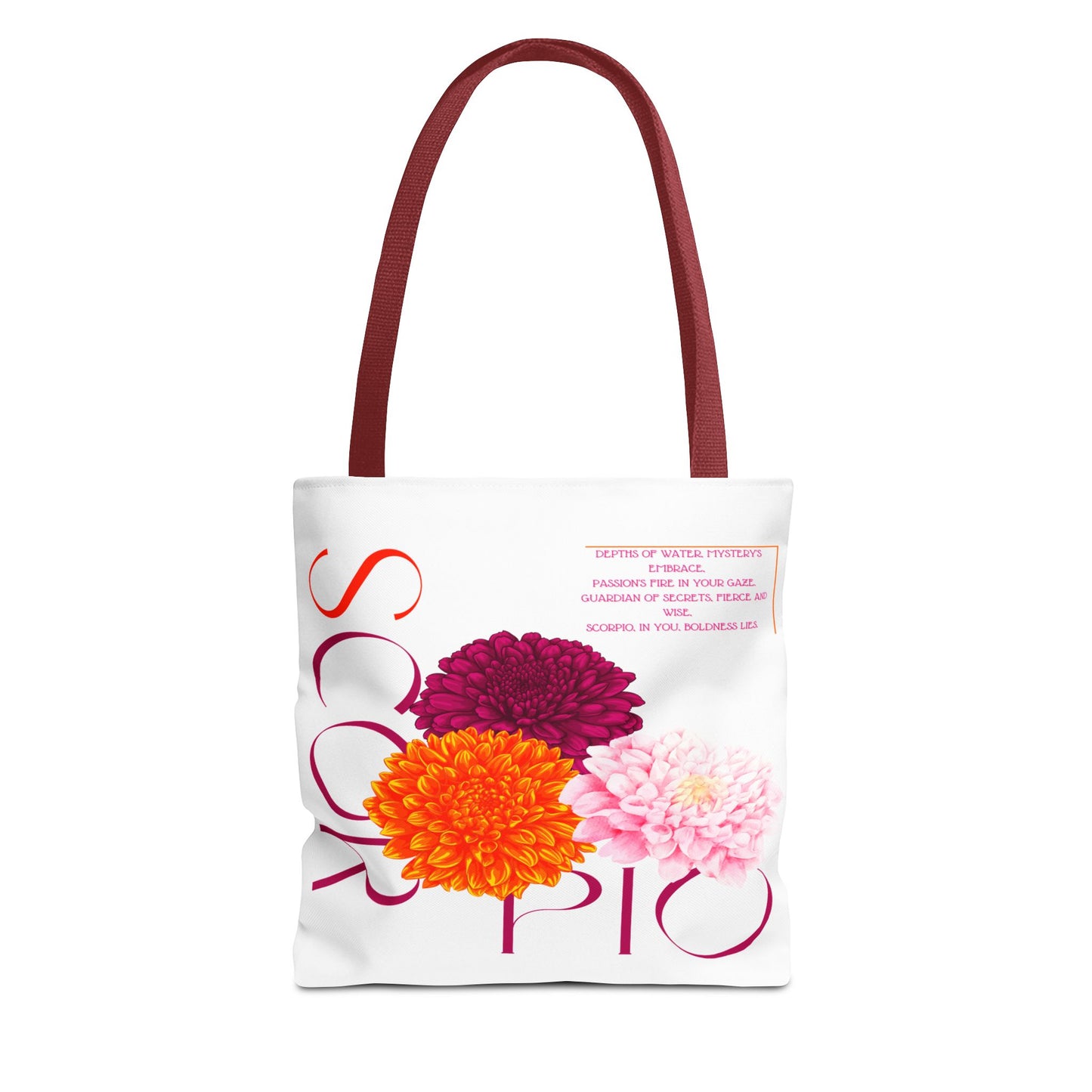 Scorpio Chrysanthemums White Tote Bag, 3 Sizes