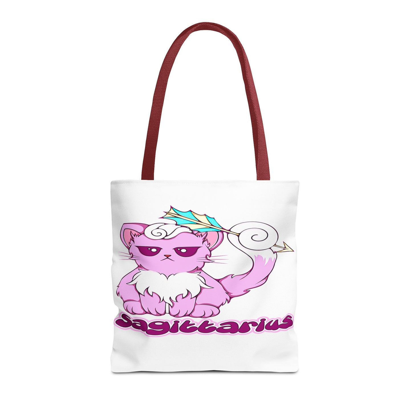 Sagittarius Anime Cat White Tote Bag, 3 Sizes