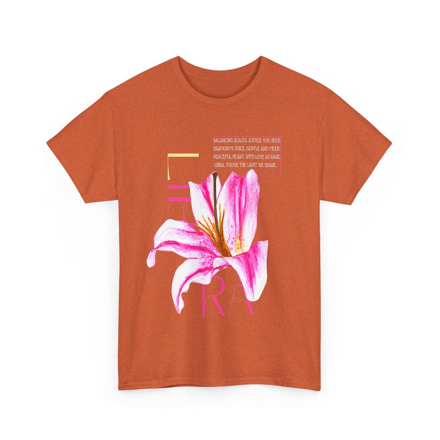 Libra Pink Lily, Unisex Heavy Cotton Tee