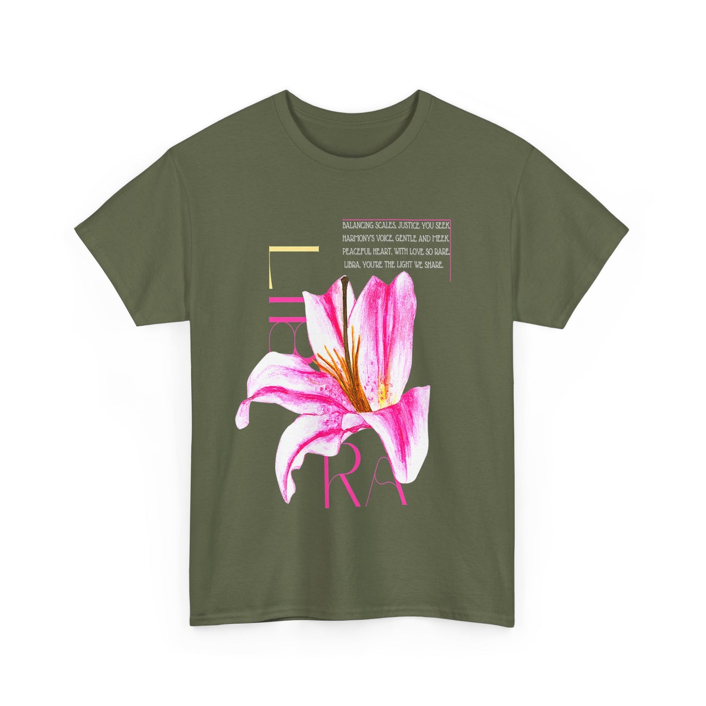 Libra Pink Lily, Unisex Heavy Cotton Tee