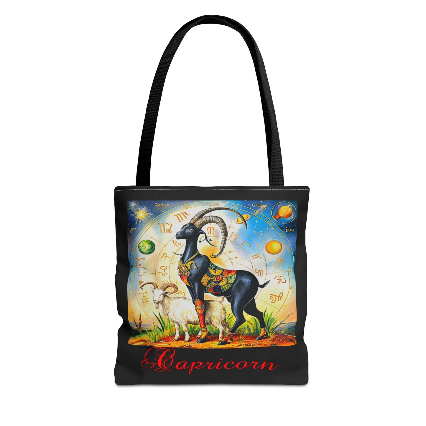 Capricorn Black Tote Bag, 3 Sizes