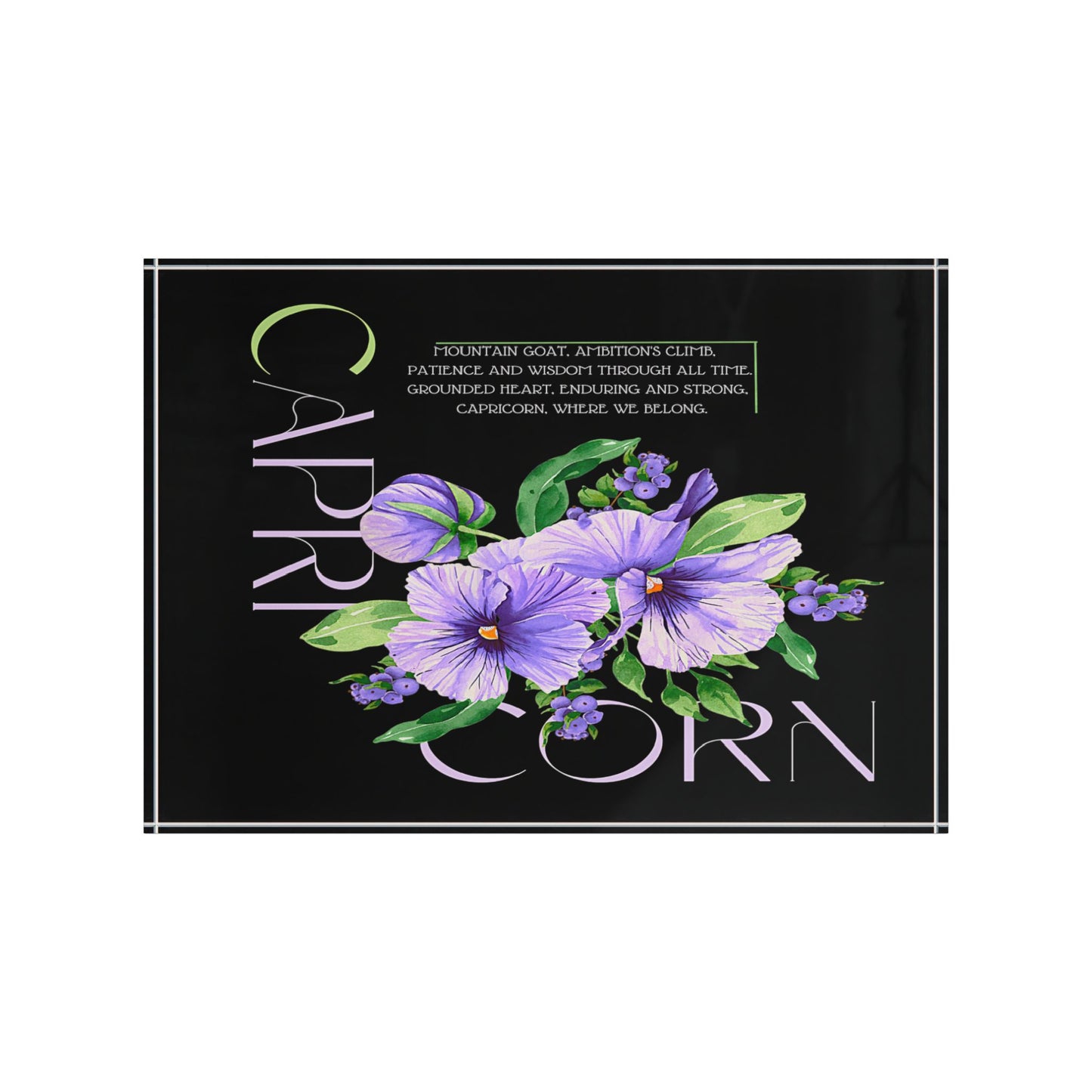 Capricorn Pansies, Photo Block (Black)