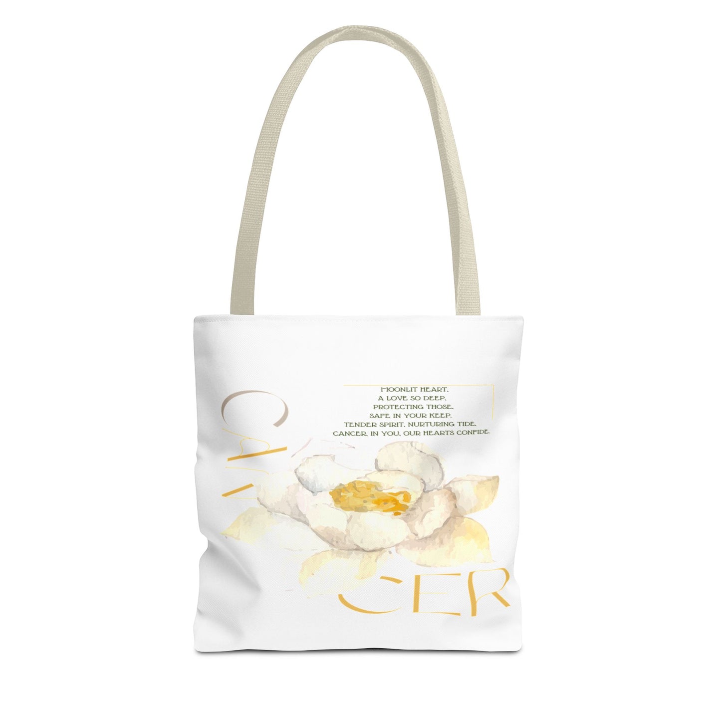 Cancer White Lotus White Tote Bag, 3 Sizes