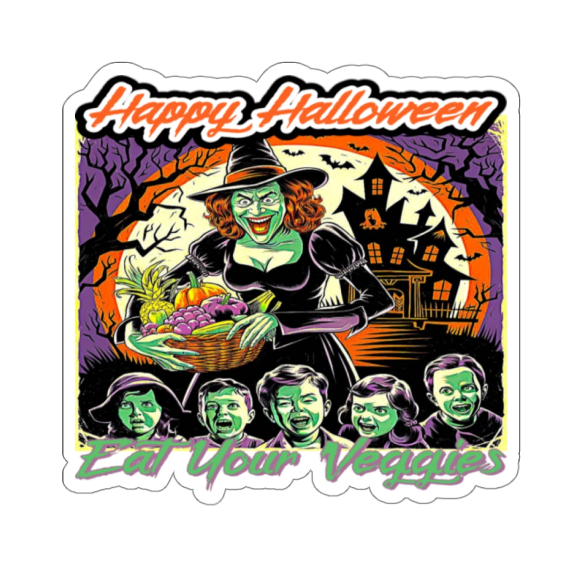 Vegan Halloween, Kiss-Cut Stickers