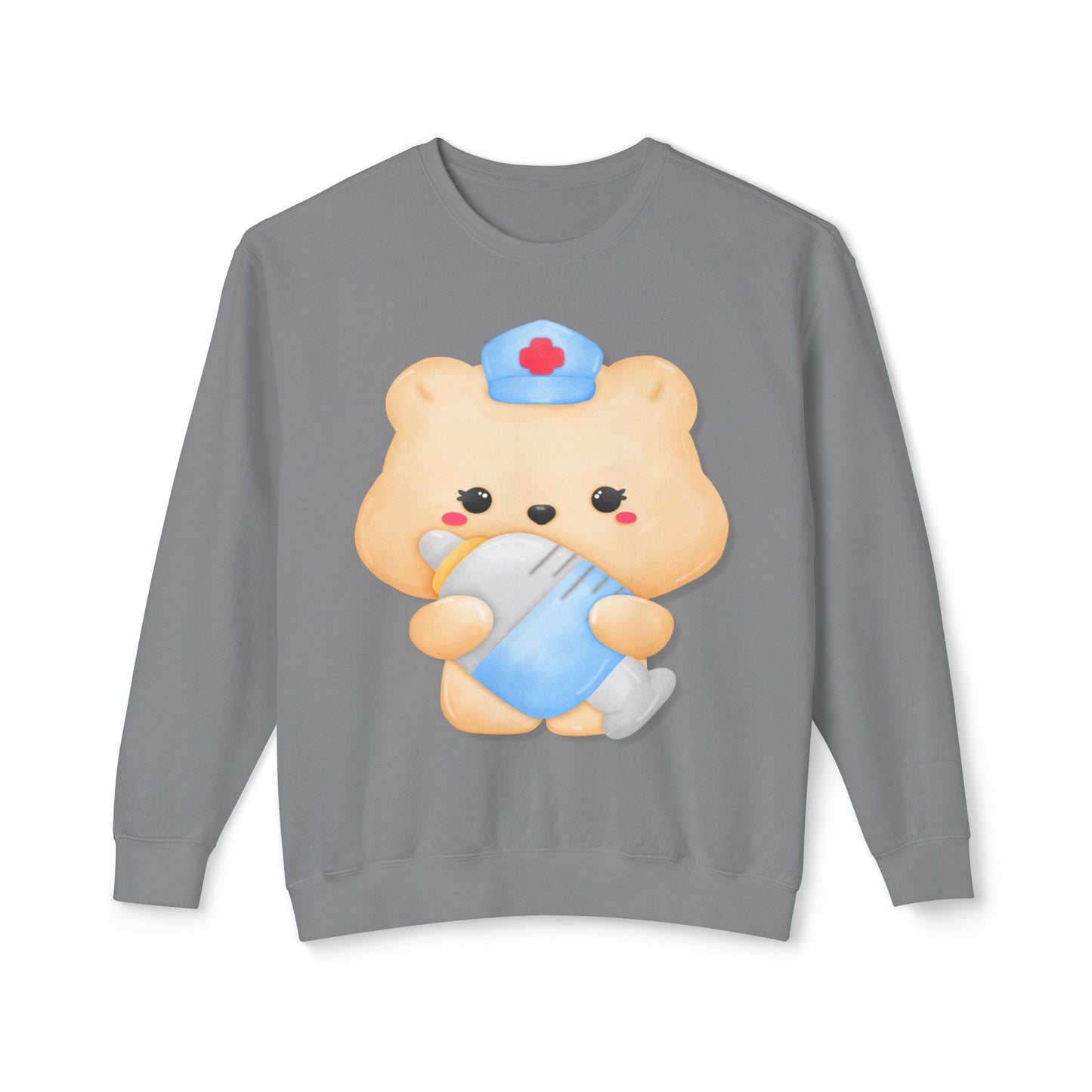 Nurse Bear, Unisex Lightweight Crewneck Sweatshirt