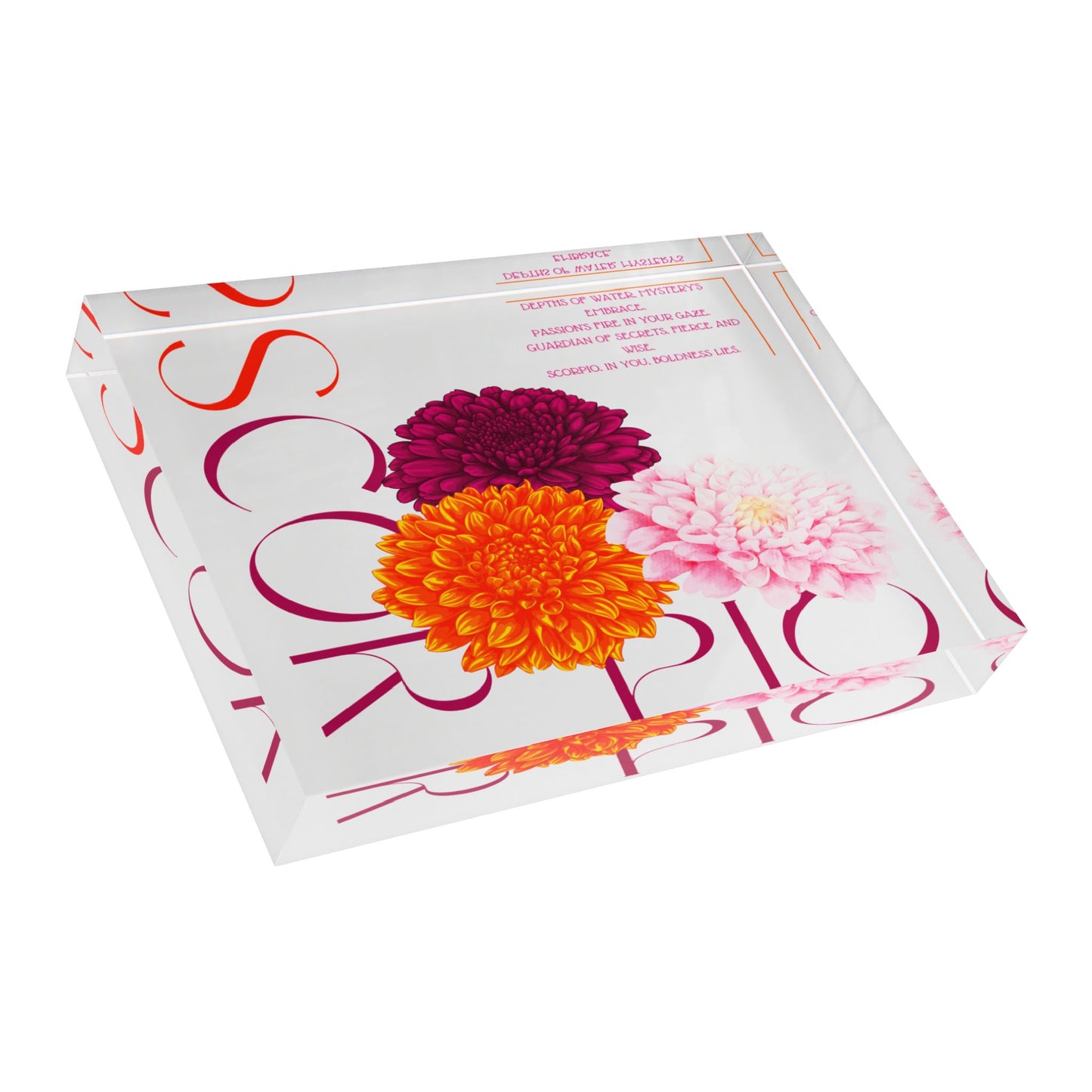 Scorpio Chrysanthemums, Photo Block (White)