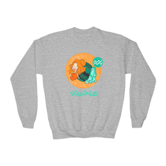 Aquarius Chibi Water Bearer, Youth Crewneck Sweatshirt