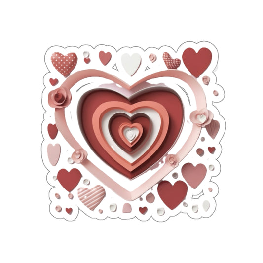 3D Love Hearts, Kiss-Cut Stickers