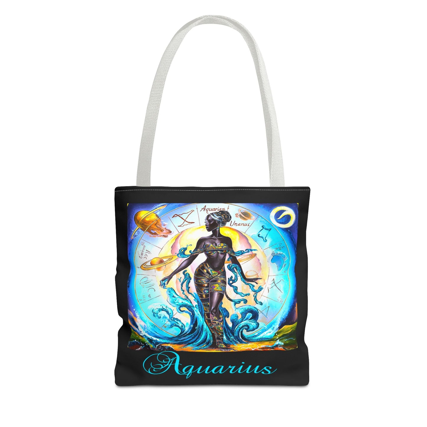 Aquarius Black Tote Bag, 3 Sizes