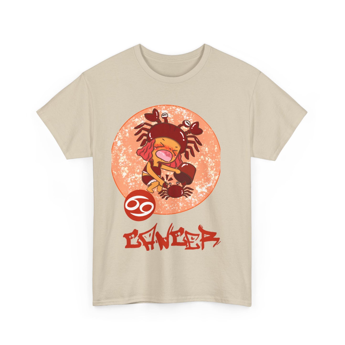 Cancer Chibi Girl & Crab, Unisex Heavy Cotton Tee