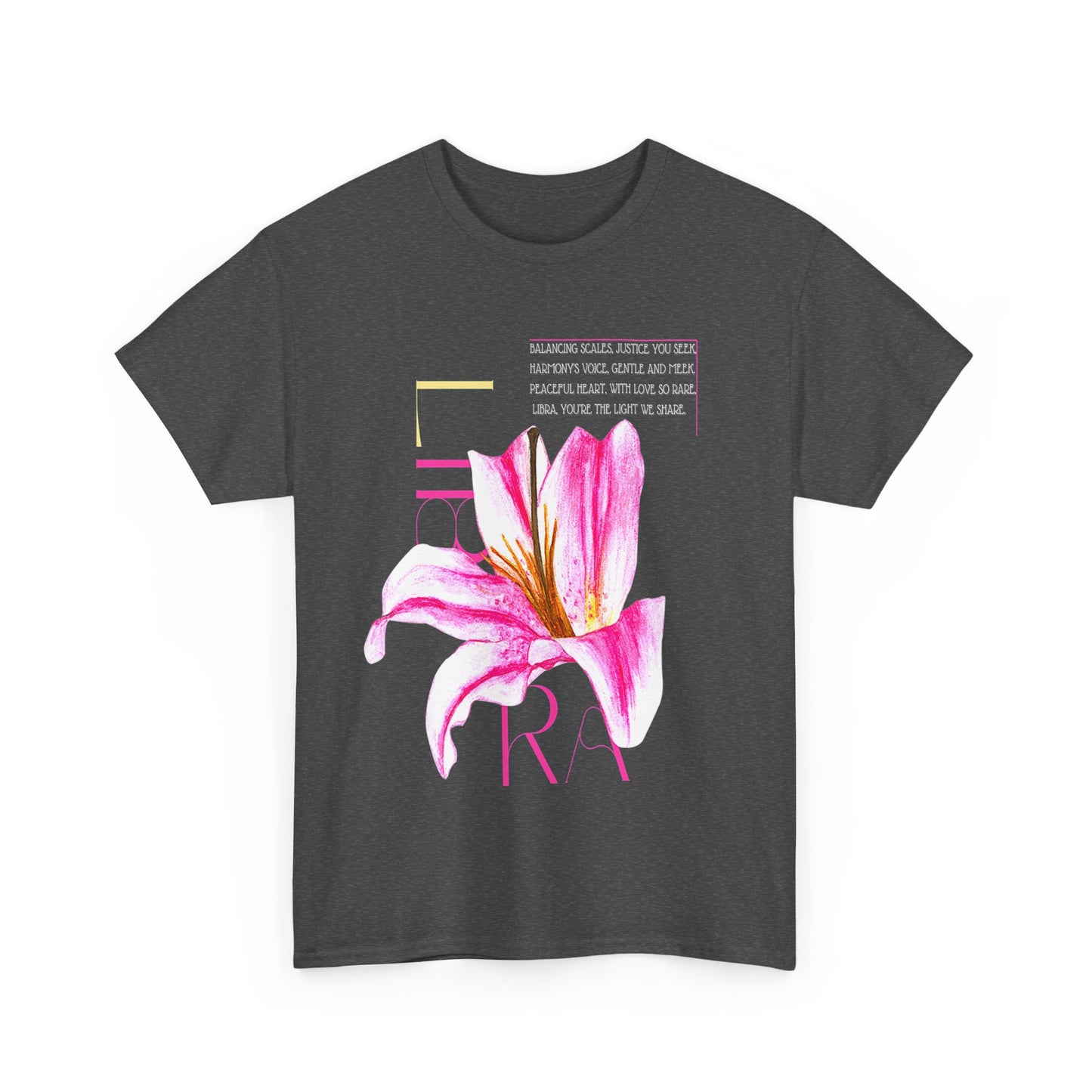 Libra Pink Lily, Unisex Heavy Cotton Tee