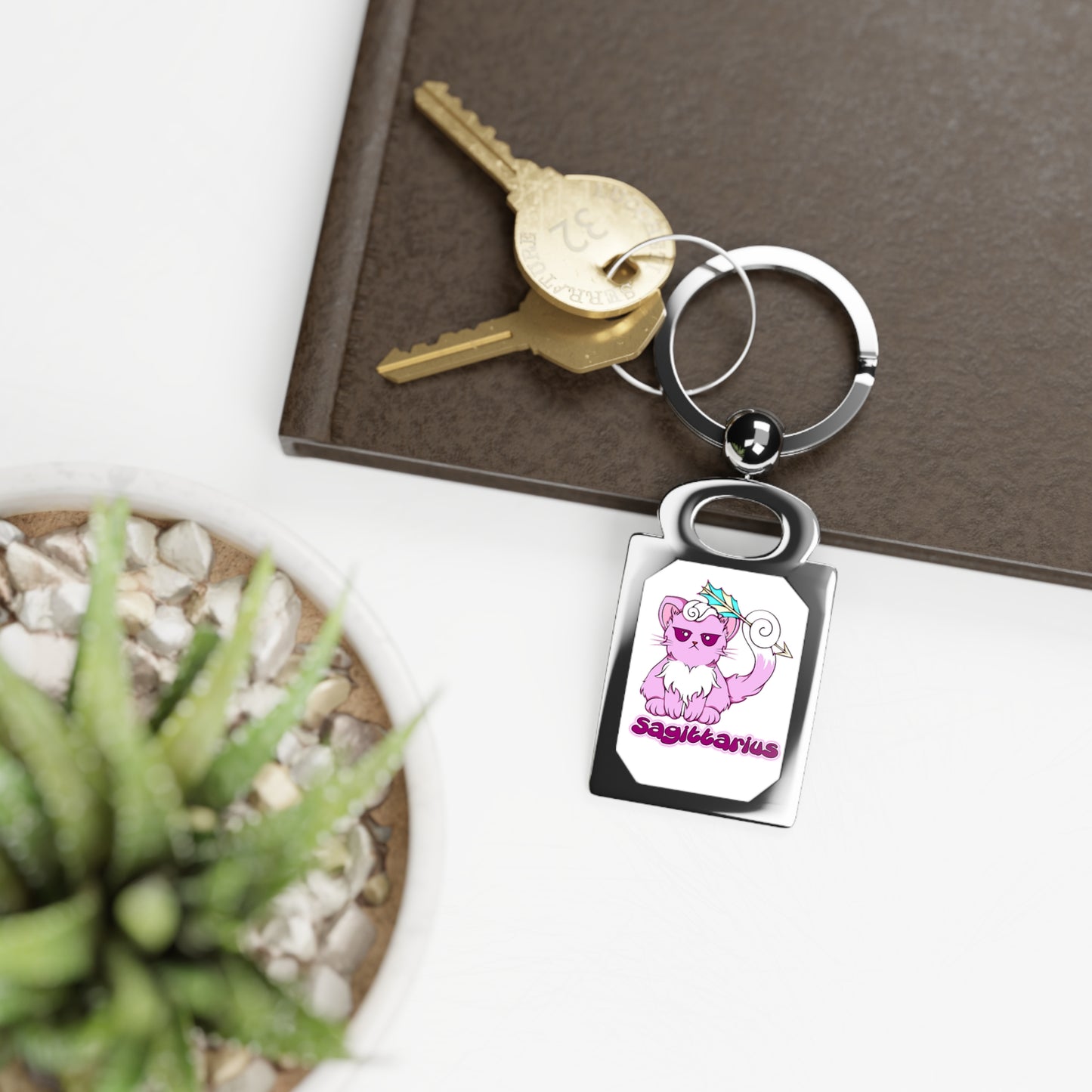 Sagittarius Anime Cat, Rectangle Photo Keyring