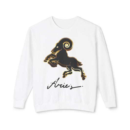 Aries Ram, Unisex Lightweight Crewneck Sweatshirt