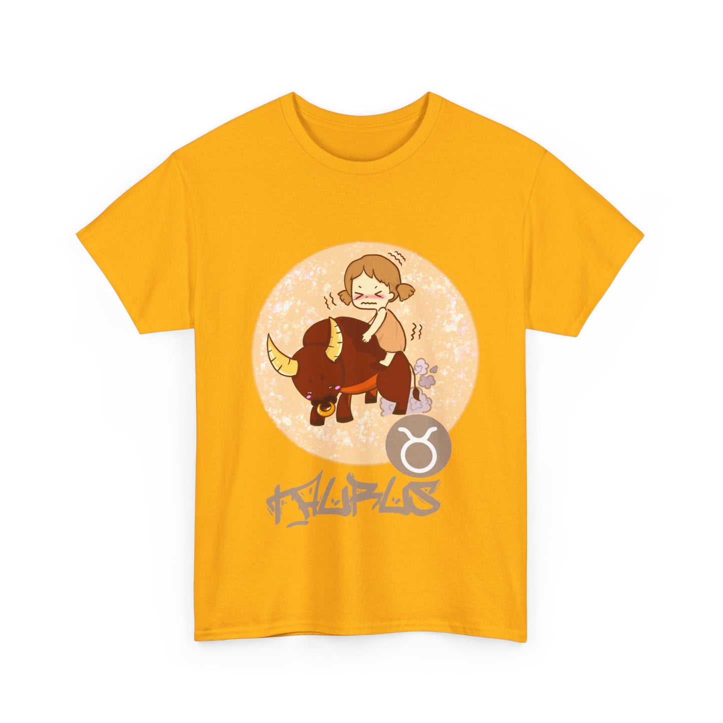 Taurus Chibi Girl & Bull, Unisex Heavy Cotton Tee