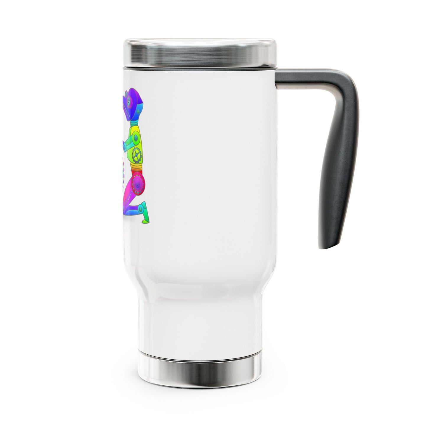 Gemini Rainbow Steampunk, Stainless Steel Travel Mug with Handle, 14 oz