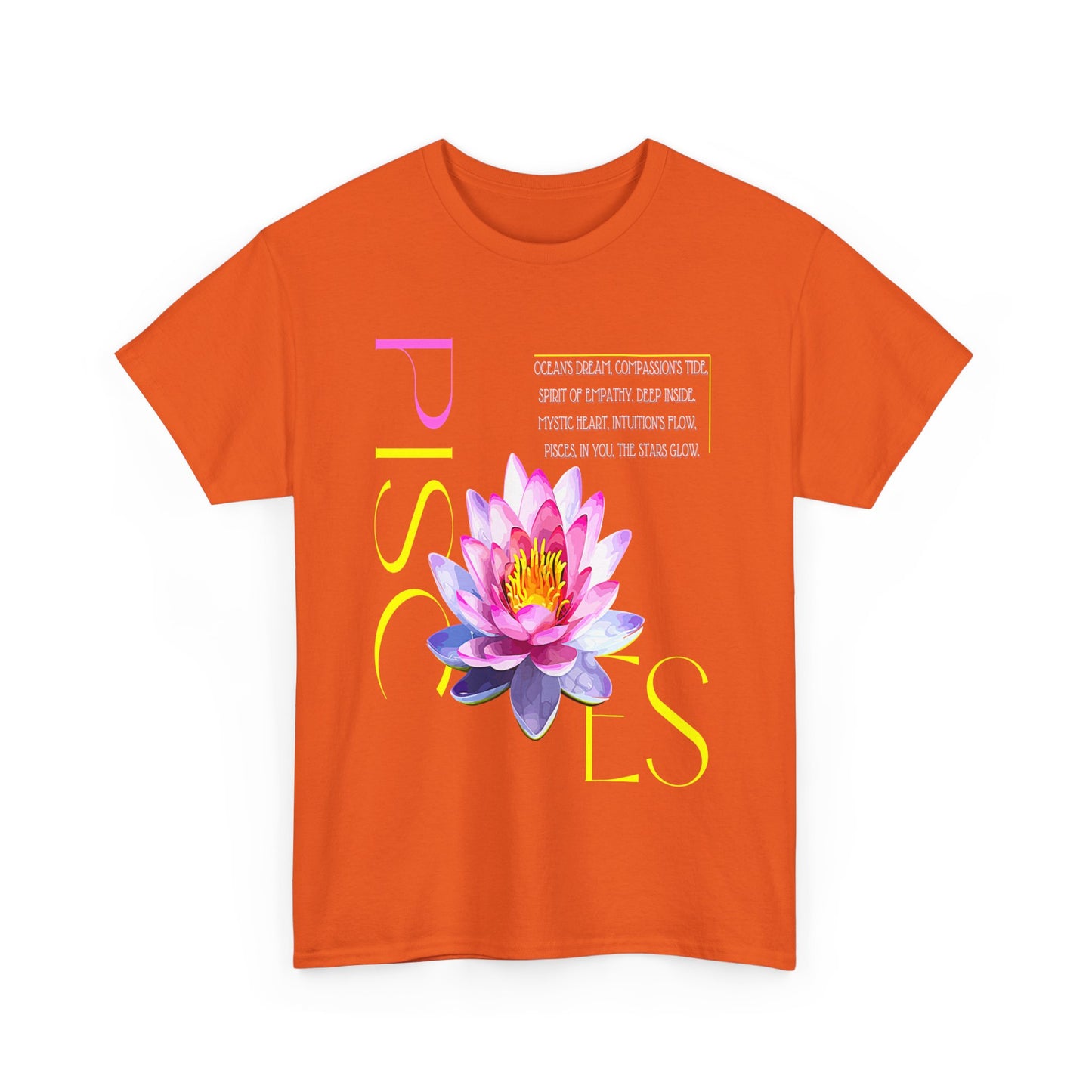 Pisces Pink Lotus, Unisex Heavy Cotton Tee