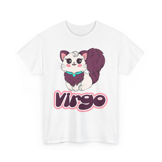 Virgo Anime Cat, Unisex Heavy Cotton Tee