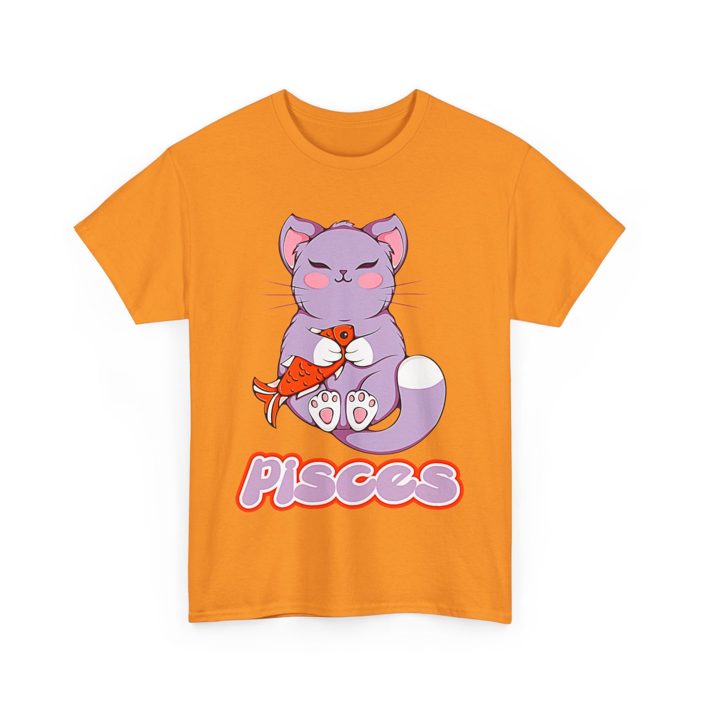 Pisces Anime Cat, Unisex Heavy Cotton Tee