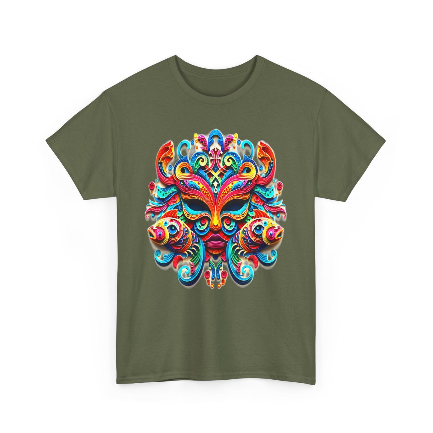 Pisces Mask, Unisex Heavy Cotton Tee