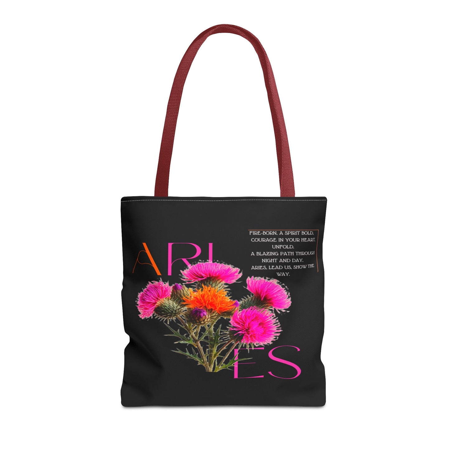 Aries Thistle Black Tote Bag, 3 Sizes