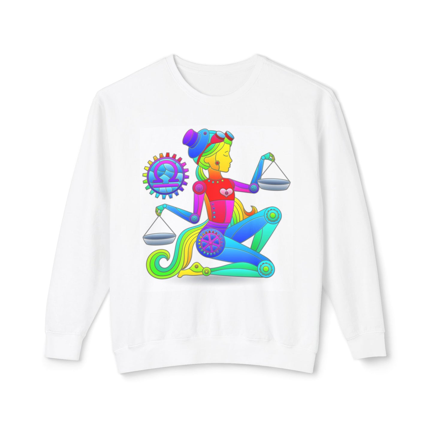 Libra Rainbow Steampunk, Unisex Lightweight Crewneck Sweatshirt