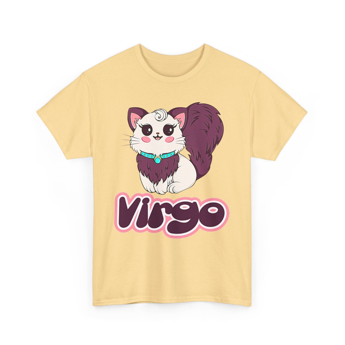 Virgo Anime Cat, Unisex Heavy Cotton Tee