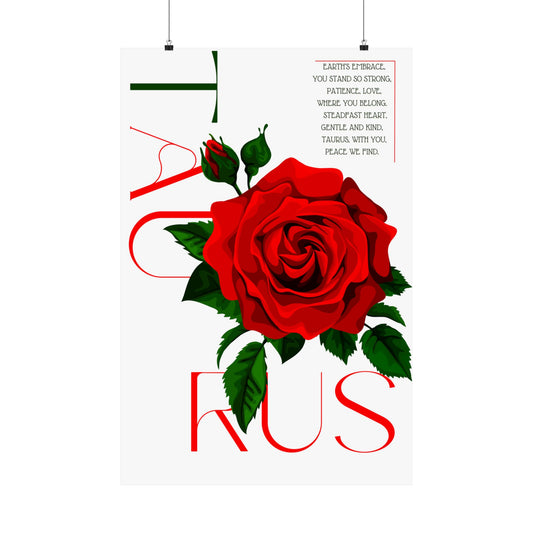 Taurus Rose, Matte Vertical Poster (White)