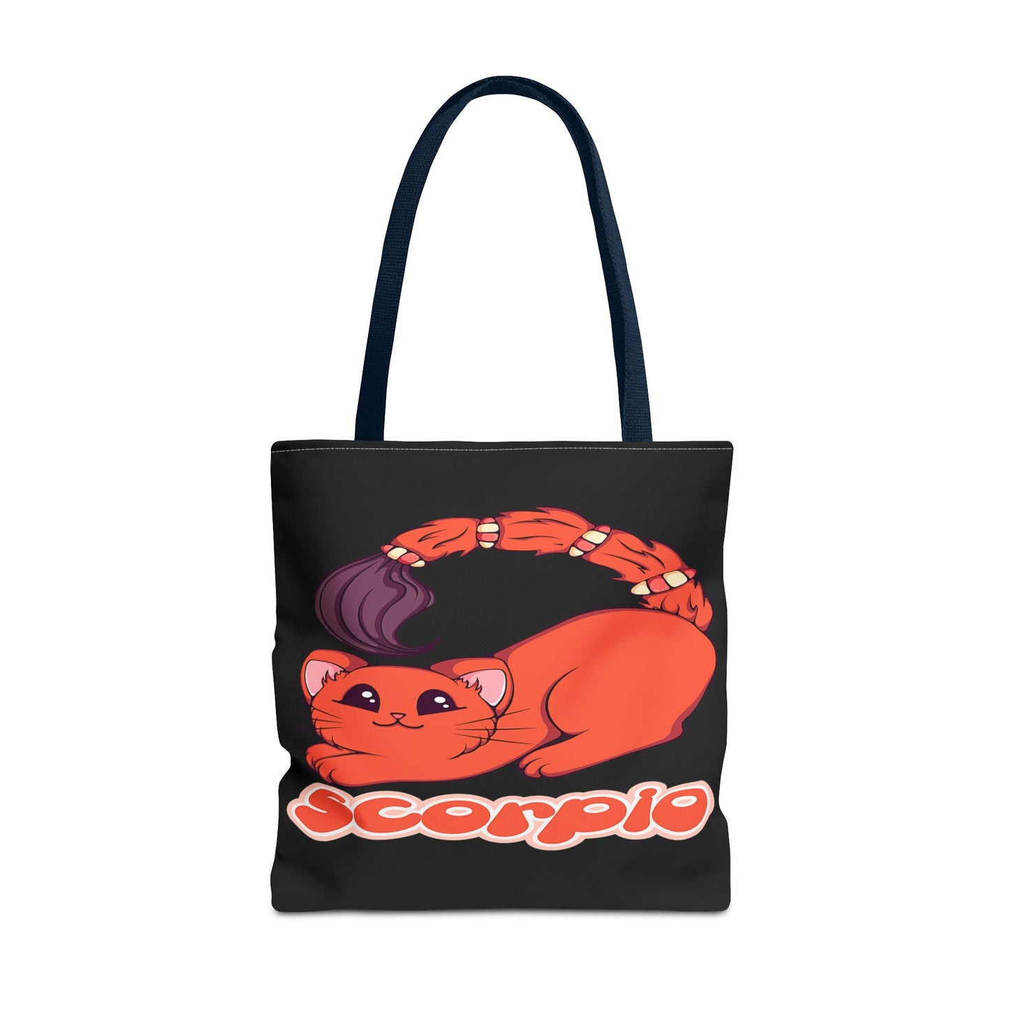 Scorpio Anime Cat Black Tote Bag, 3 Sizes