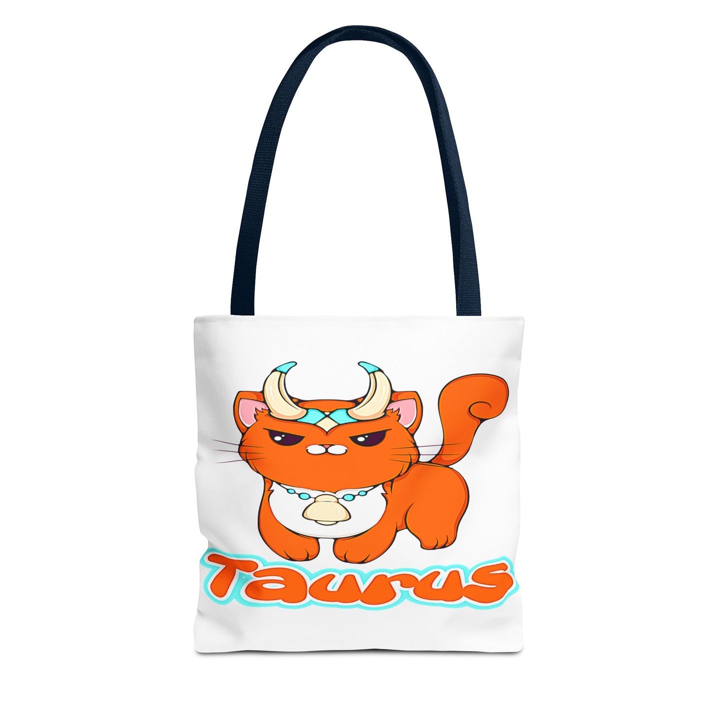 Taurus Anime Cat White Tote Bag, 3 Sizes