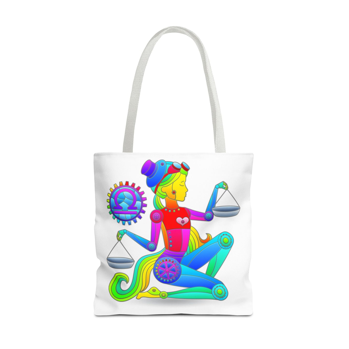 Libra Rainbow Steampunk, White Tote Bag