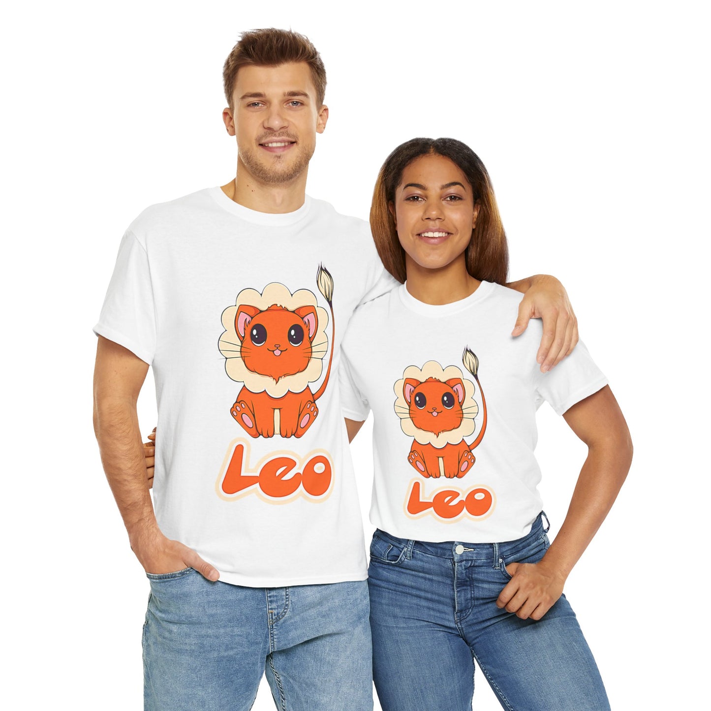 Leo Anime Cat, Unisex Heavy Cotton Tee