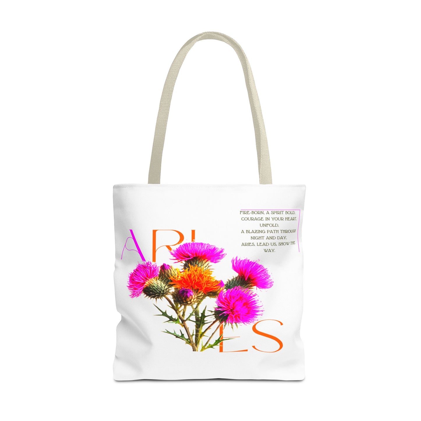 Aries Thistle White Tote Bag, 3 Sizes