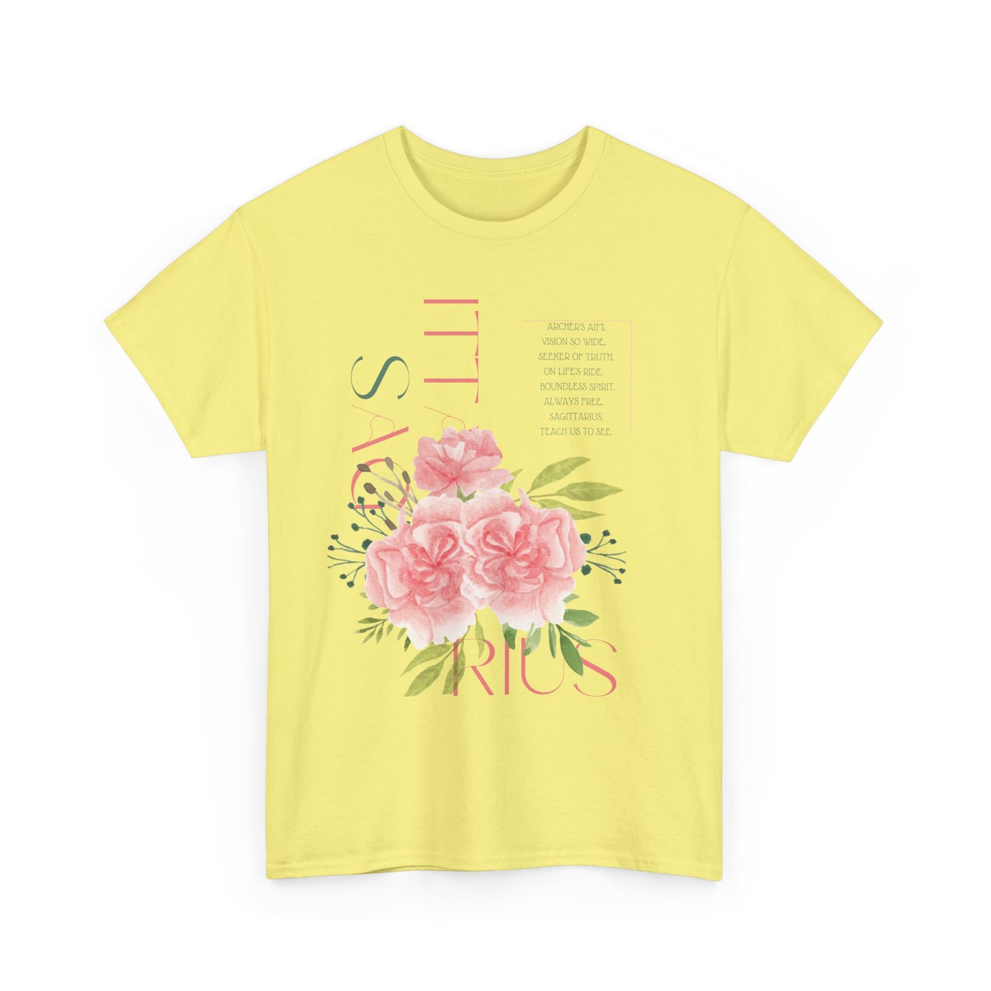 Sagittarius Pink Carnations, Unisex Heavy Cotton Tee