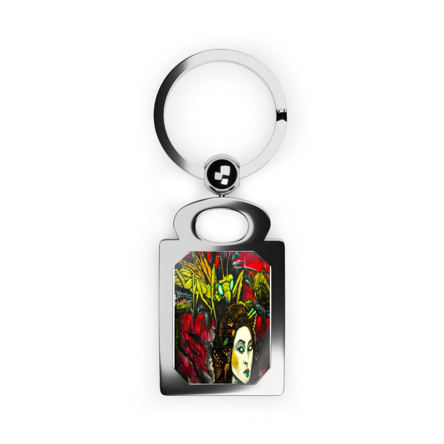 Grasshopper Alien, Rectangle Photo Keyring