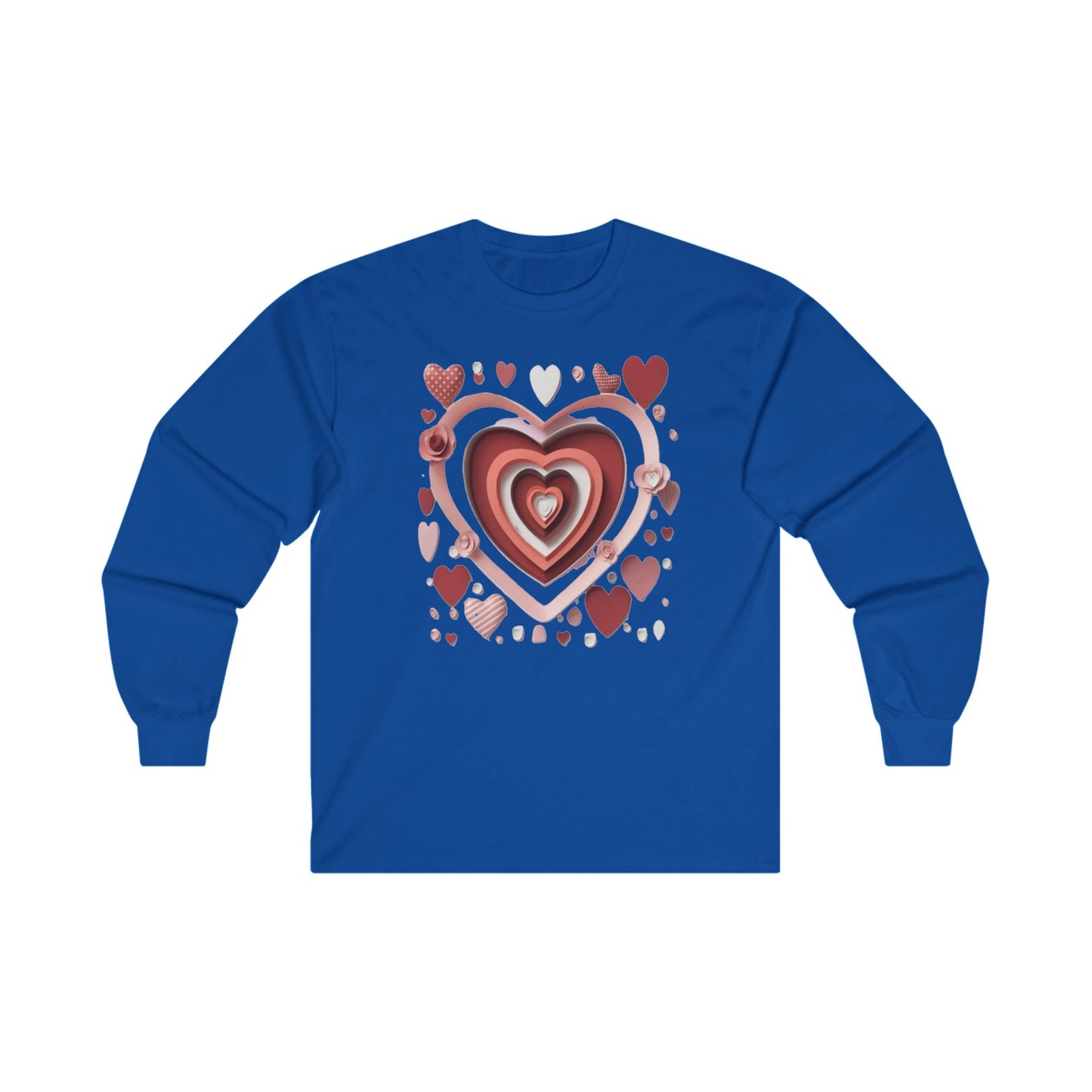 3D Love Hearts, Unisex Ultra Cotton Long Sleeve Tee