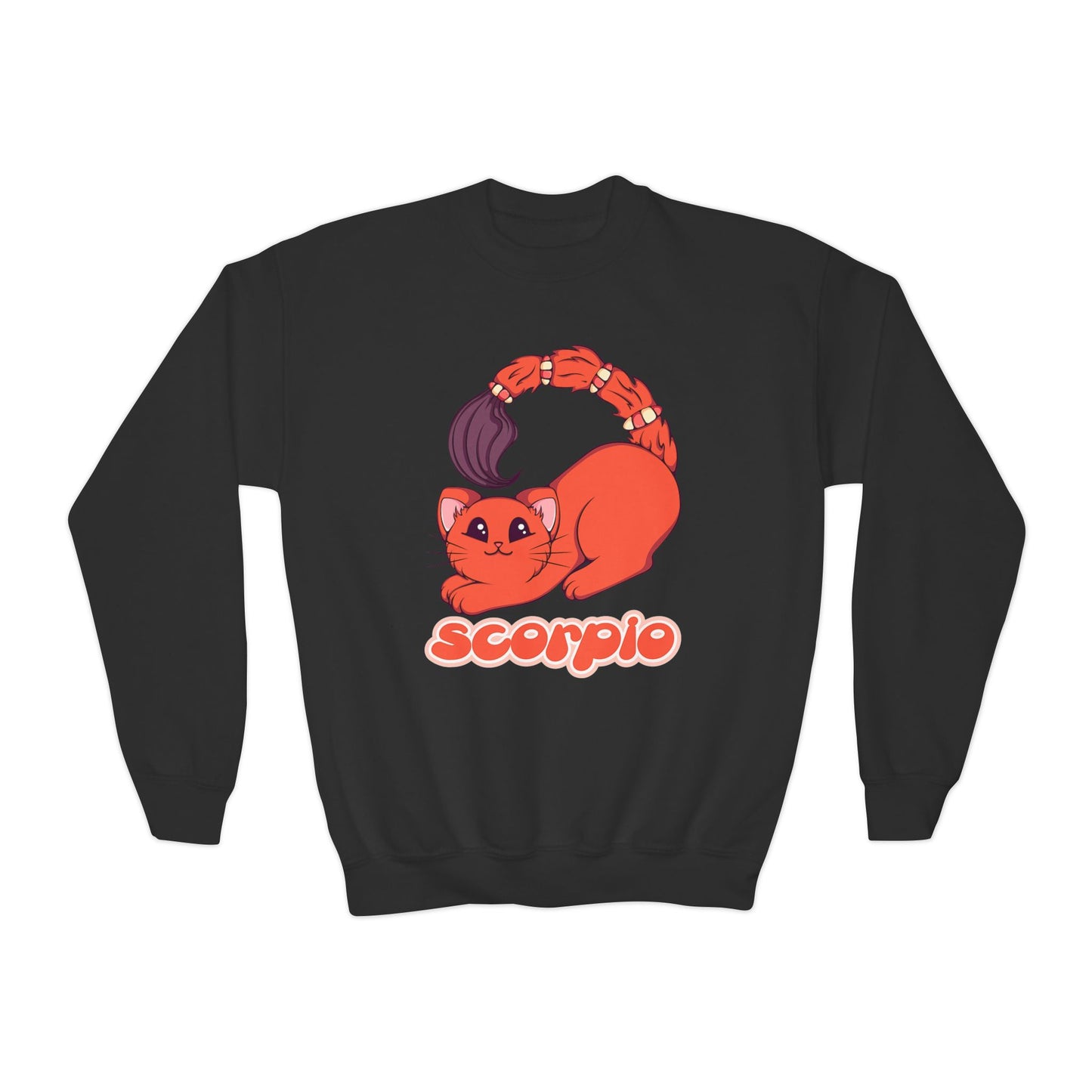 Scorpio Anime Cat, Youth Crewneck Sweatshirt