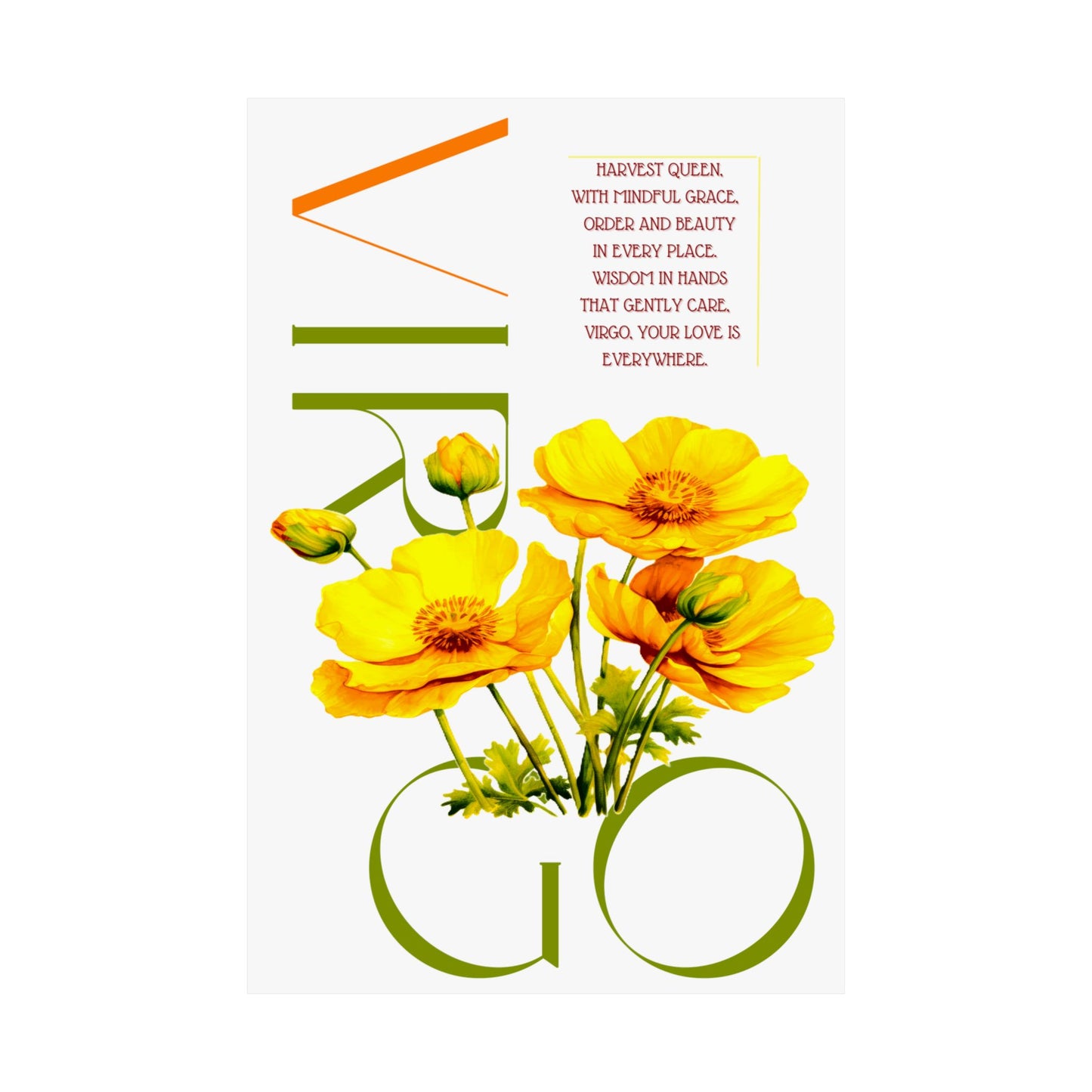 Virgo Buttercups, Matte Vertical Poster (White)