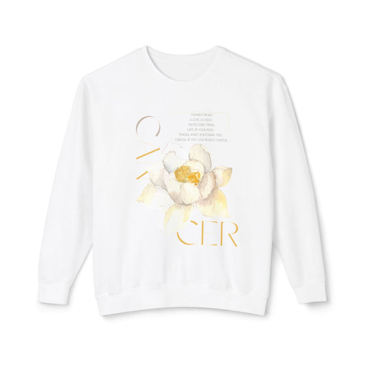 Cancer White Lotus, Unisex Lightweight Crewneck Sweatshirt