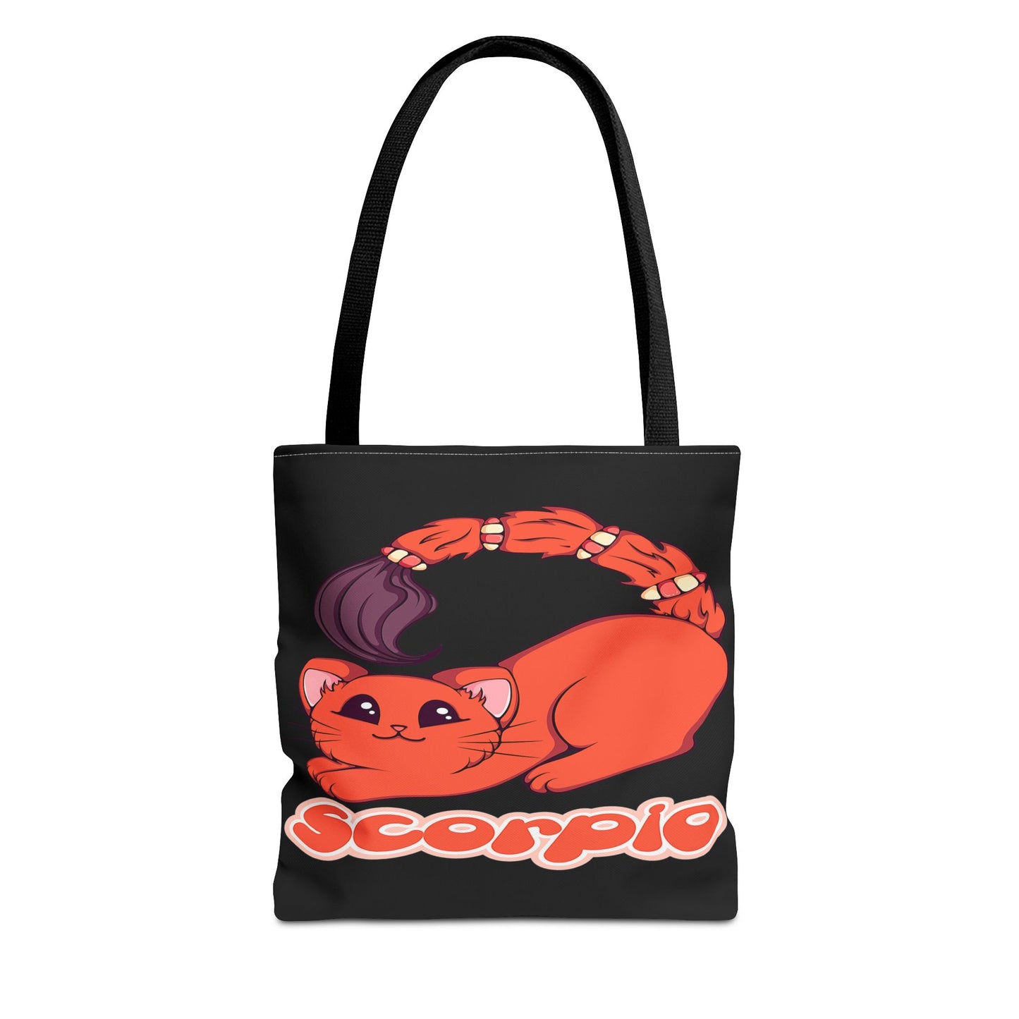 Scorpio Anime Cat Black Tote Bag, 3 Sizes