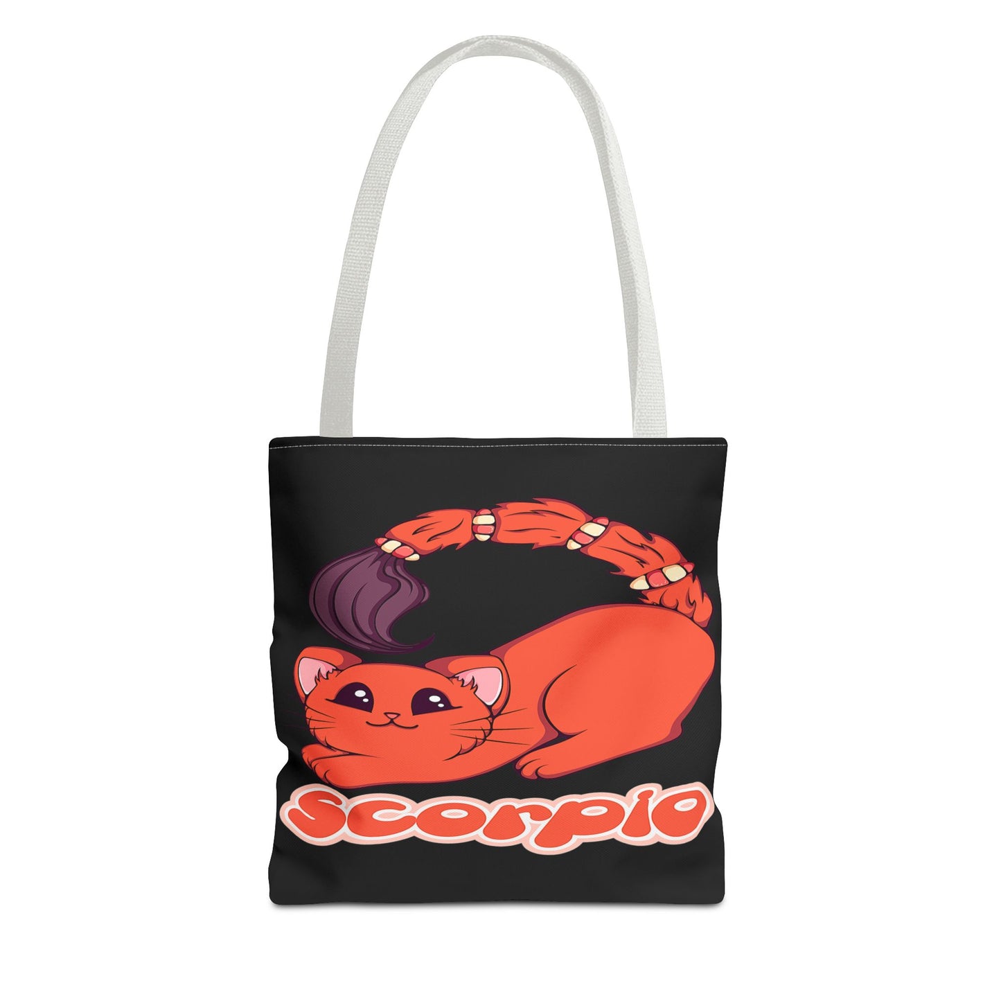 Scorpio Anime Cat Black Tote Bag, 3 Sizes