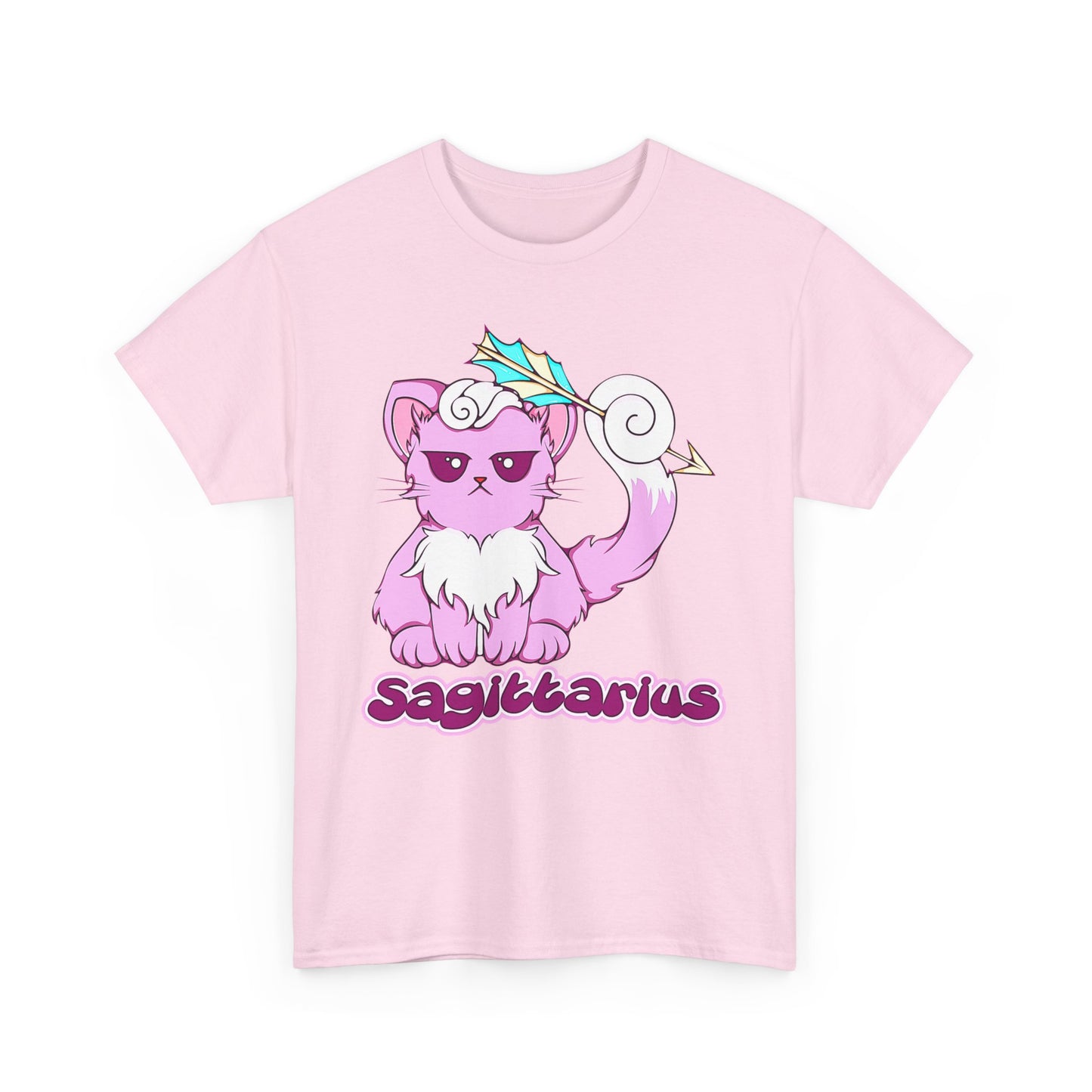 Sagittarius Anime Cat, Unisex Heavy Cotton Tee