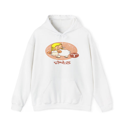 Aries Chibi Girl & Ram, Unisex Heavy Blend™ Hooded Sweatshirt