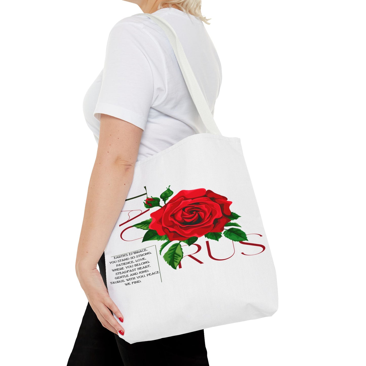 Taurus Rose White Tote Bag, 3 Sizes