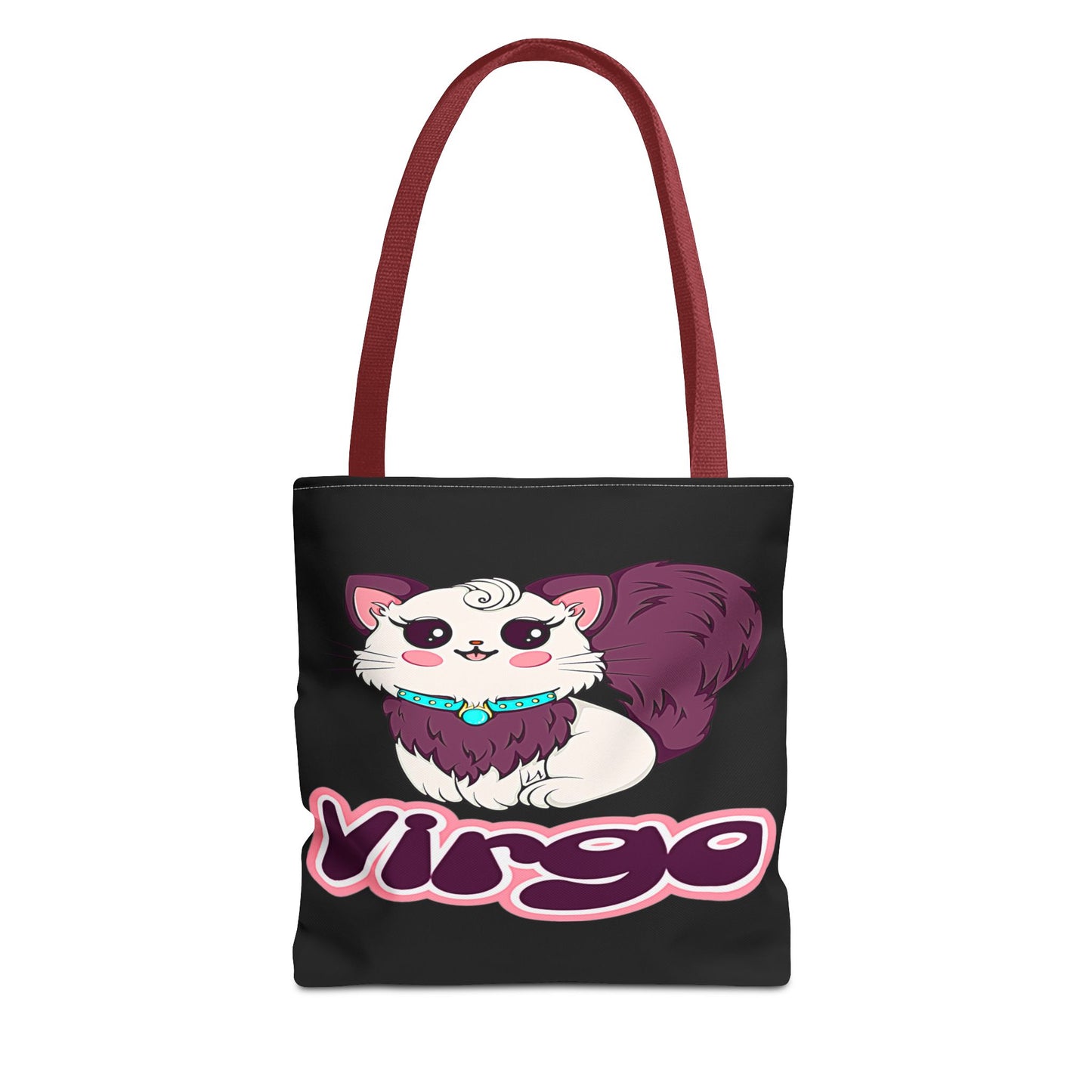 Virgo Anime Cat Black Tote Bag, 3 Sizes