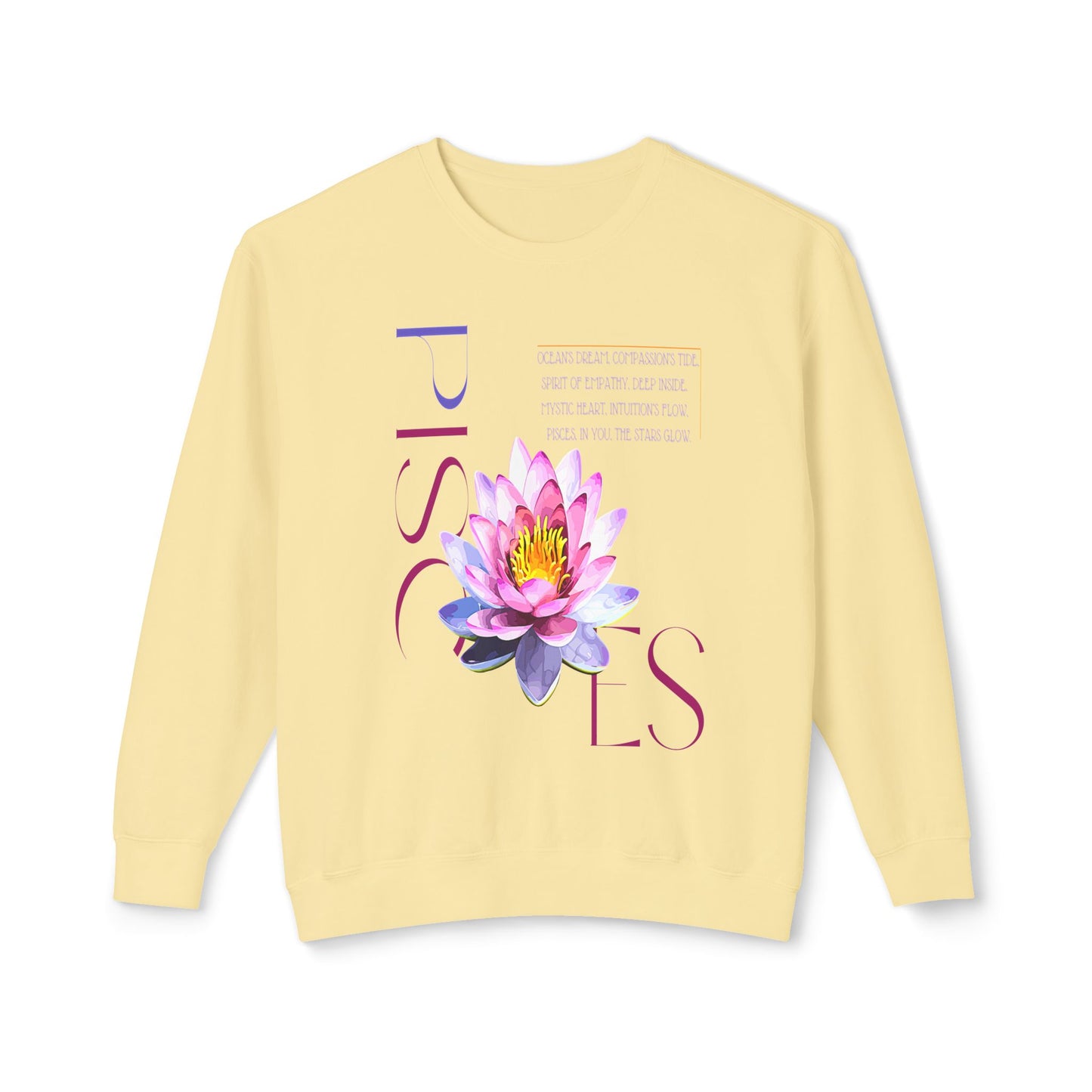 Pisces Pink Lotus, Unisex Lightweight Crewneck Sweatshirt