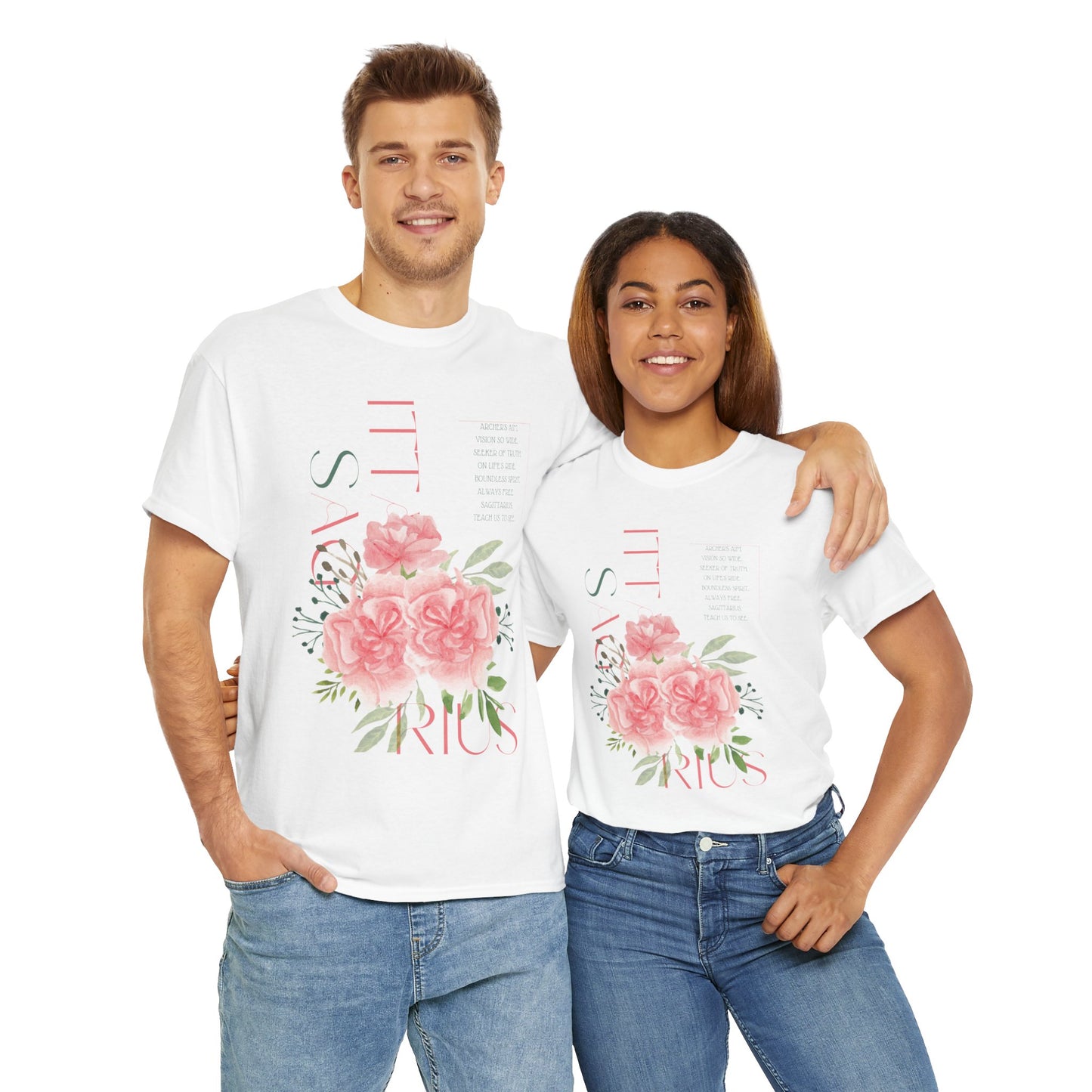 Sagittarius Pink Carnations, Unisex Heavy Cotton Tee