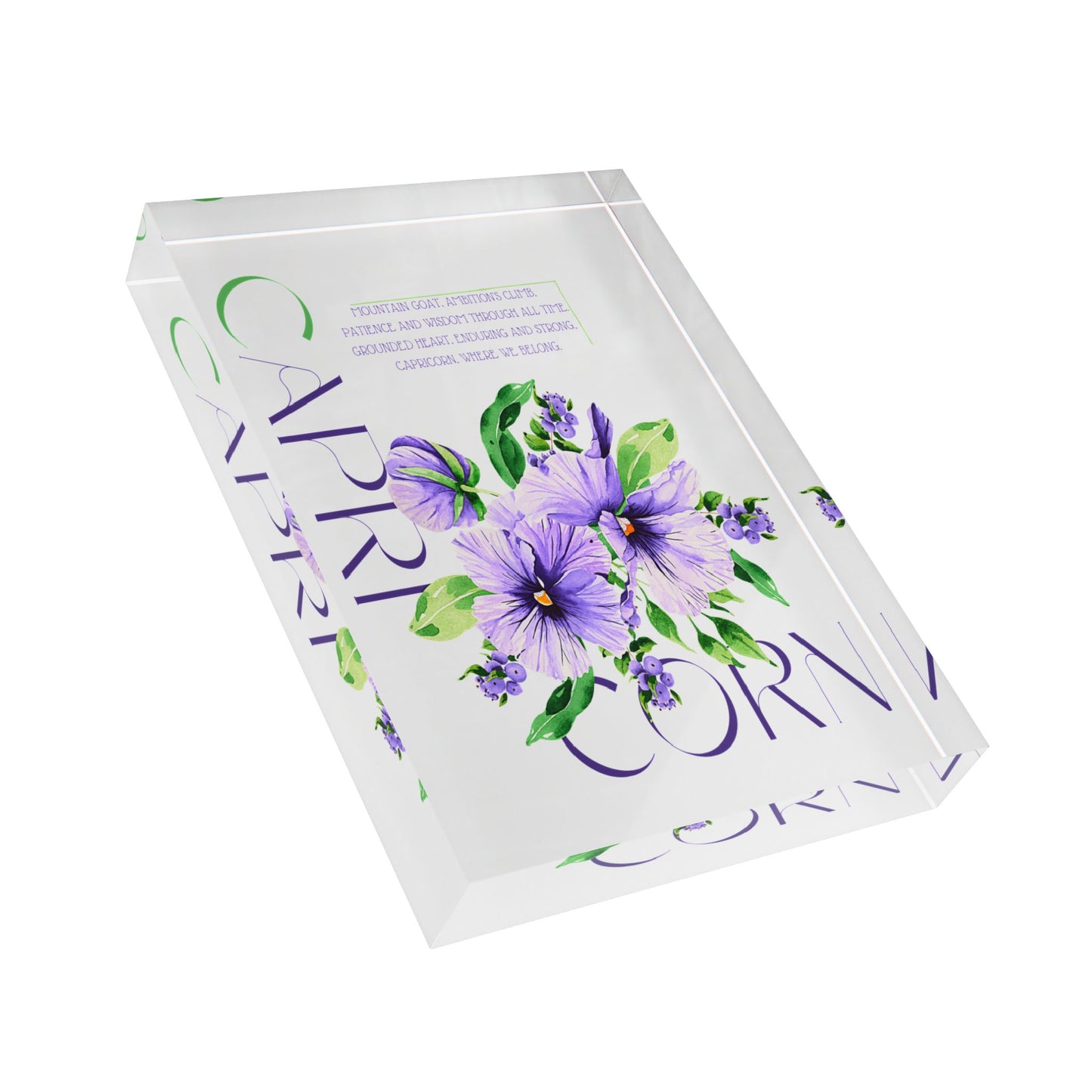 Capricorn Pansies, Photo Block (White)