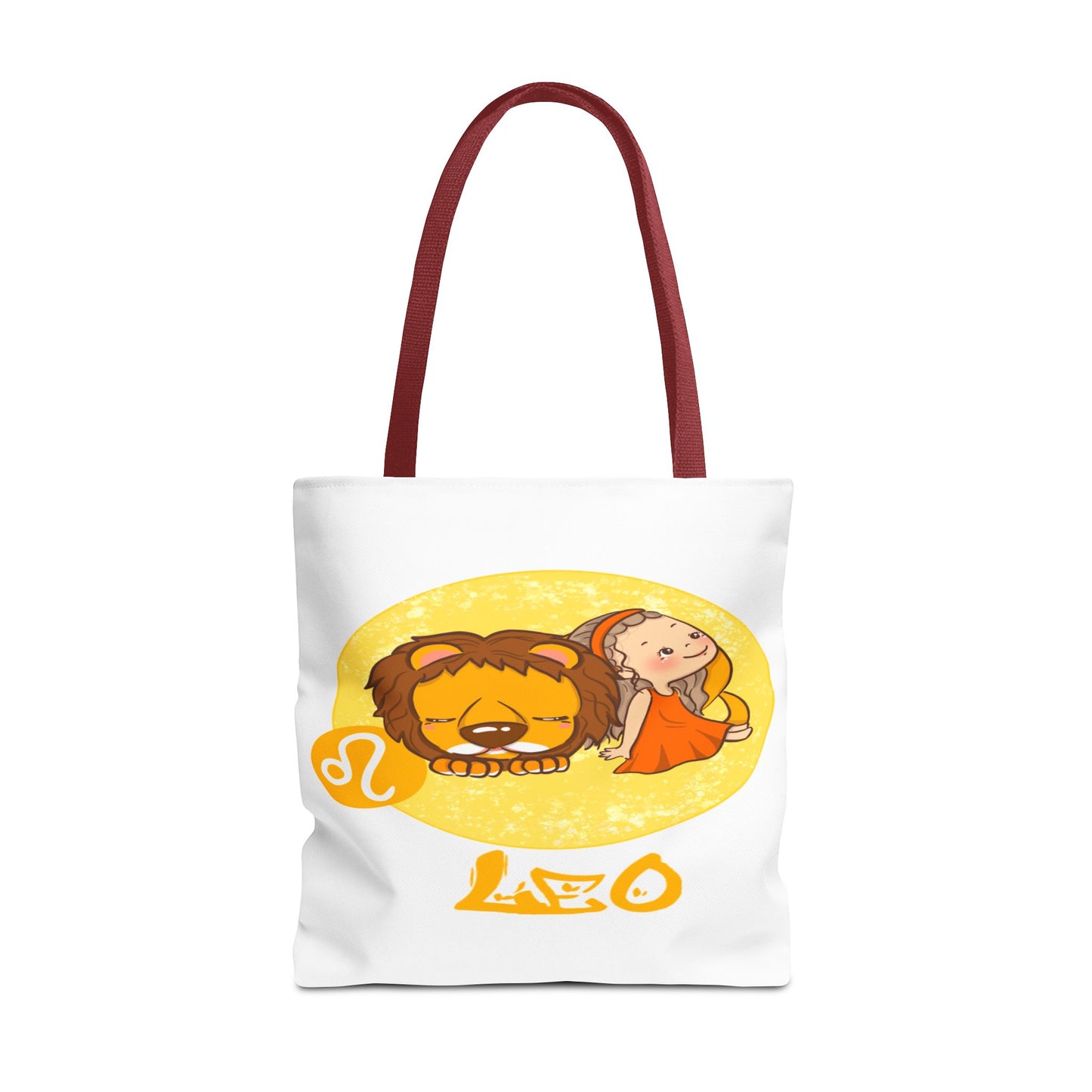 Leo Chibi Girl & Lion White Tote Bag, 3 Sizes