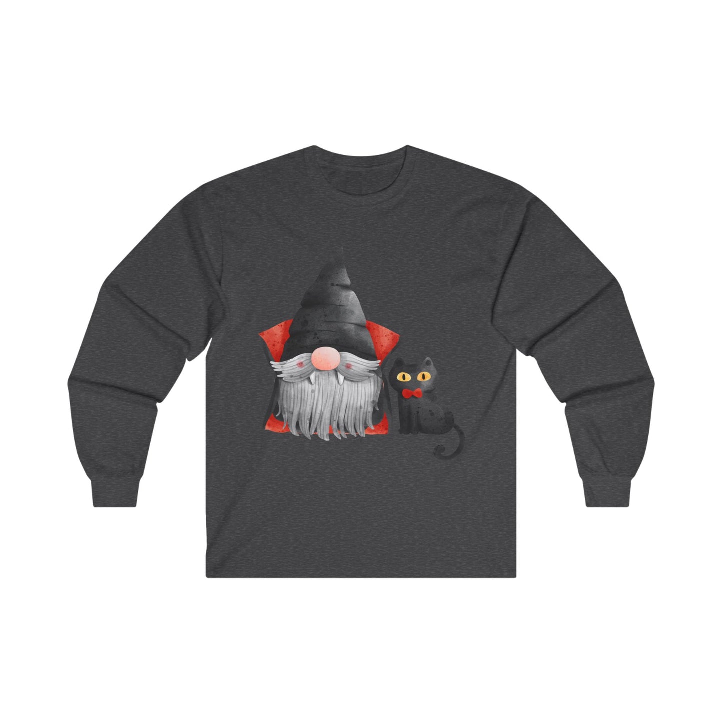 Warlock Gnome & Black Cat, Unisex Ultra Cotton Long Sleeve Tee